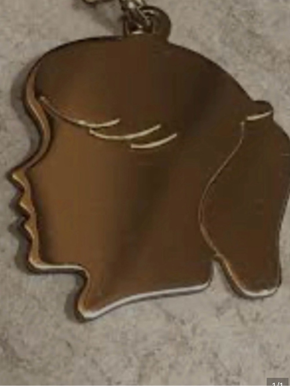 Silhouette Head Pendant Charm - Gold Tone